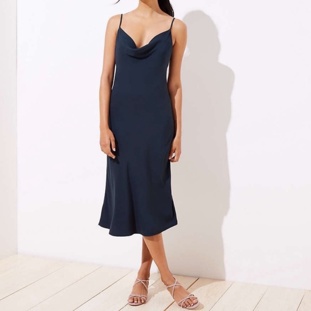 Loft Draped Midi Slip Dress NWOT Size 4 / Green Jasper